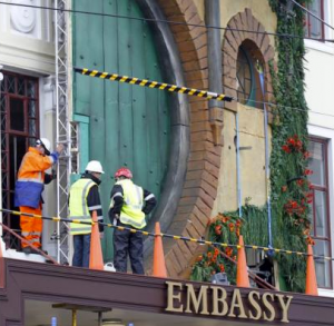 embassy theatre bag end facade