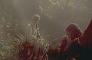 Aragorn at Gilraen's grave