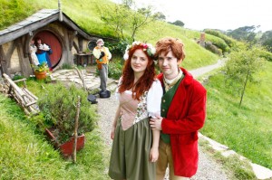 Red Carpet's Premiere Tour group dressed up for their Hobbiton visit