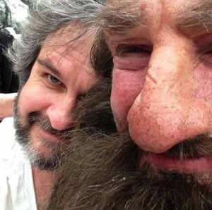 Peter Jackson and Graham McTavish on the final day of shooting The Hobbit.