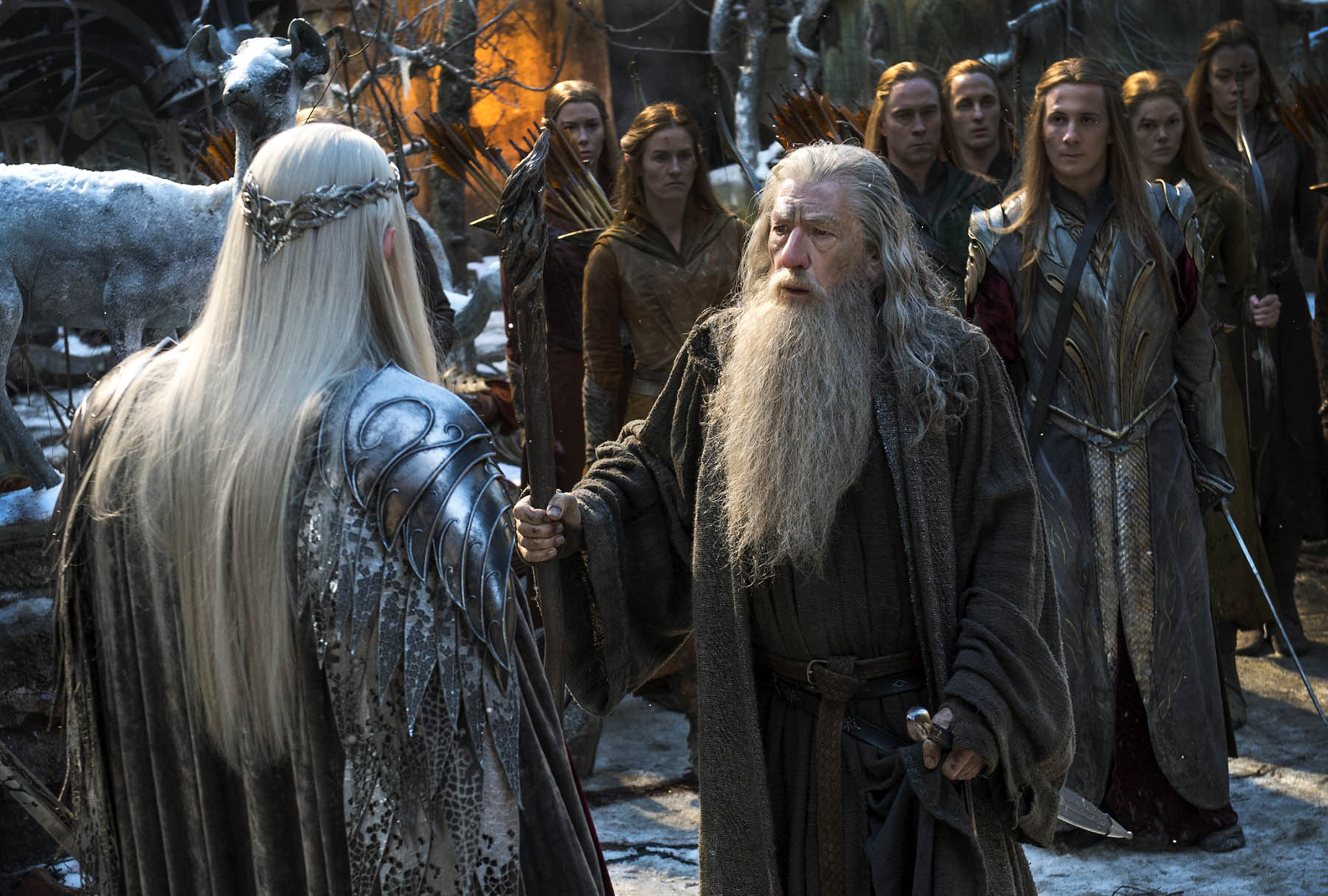 New High Resolution Still Of Gandalf And Thranduil From The Hobbit The Battle Of The Five